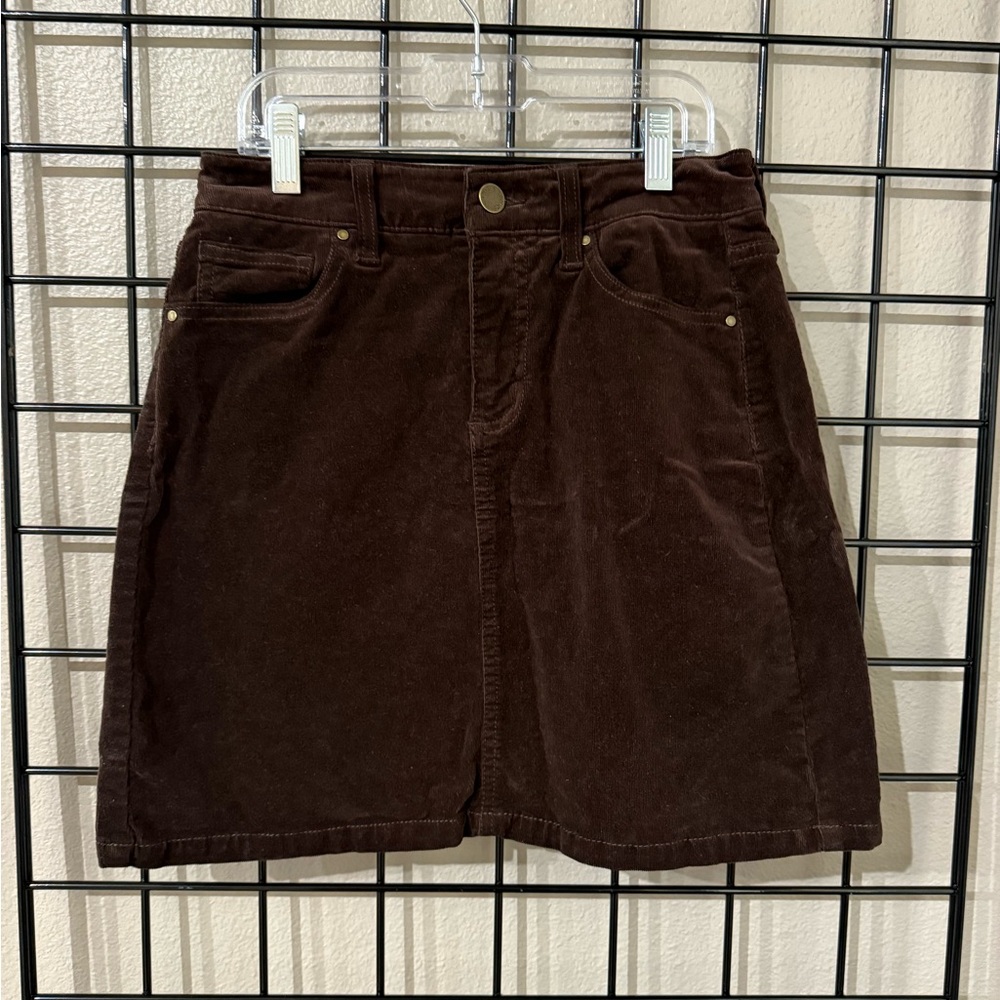 Market & Spruce Chocolate Corduroy Skirt